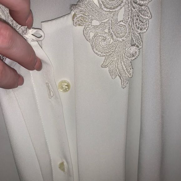 Vintage 60s impressions blouse lace crochet collar - Picture 8 of 9